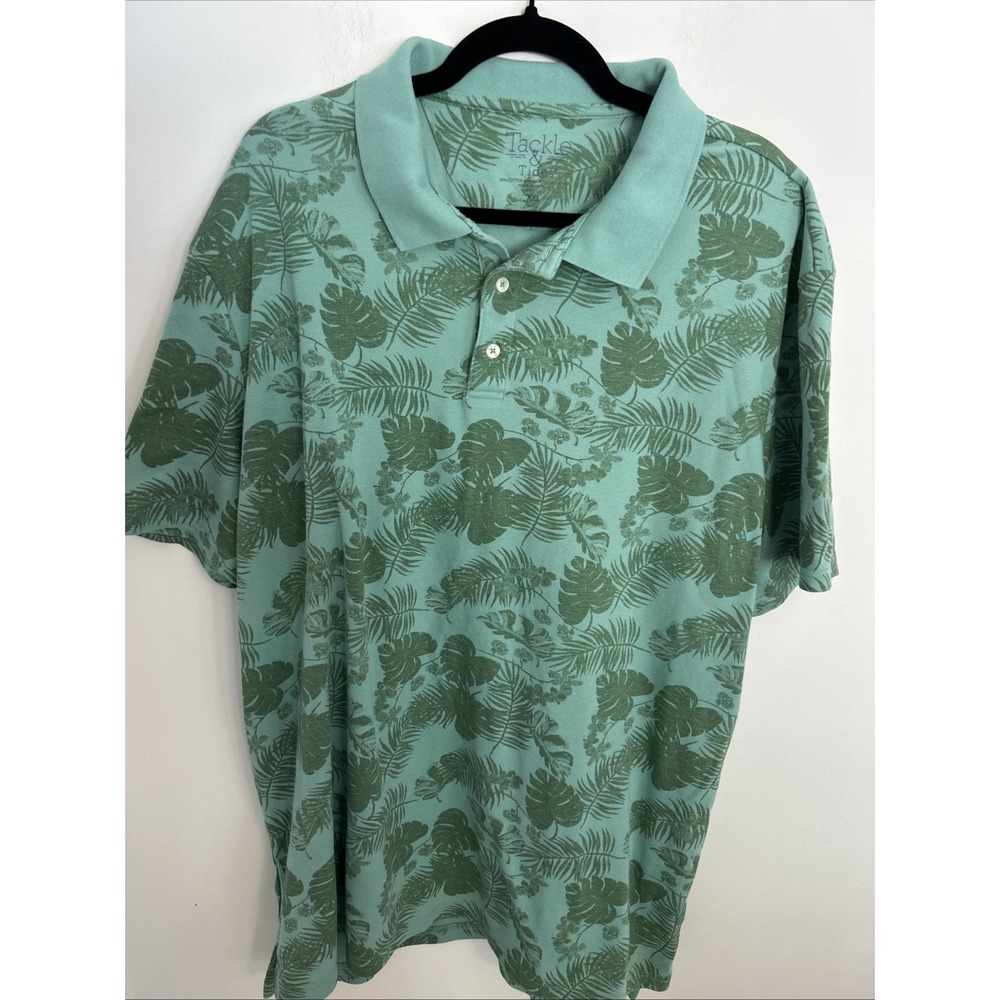 Tackle &‎ Tides XXL Men's Hawaiian Short Sleeve Light Green Cotton Shirt